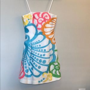 Lilly Pulitzer White seashell strapless dress